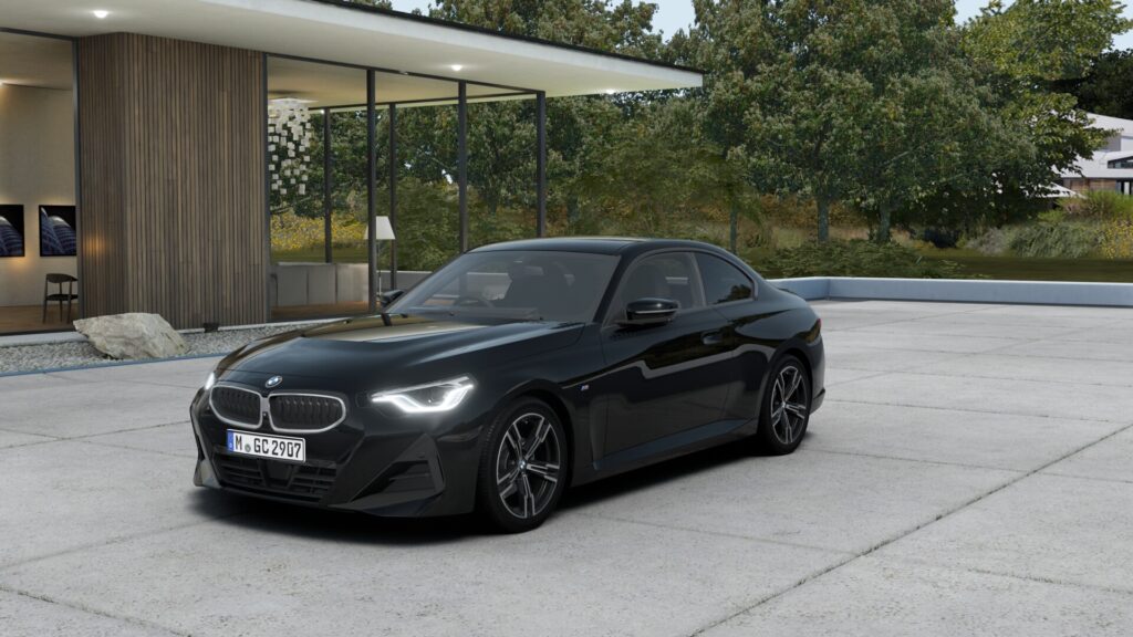 220i クーペ M Sport ブラック・サファイア 18インチ スタイリング848M ヴァーネスカ・レザー ブラック(ブルー・ステッチ付)