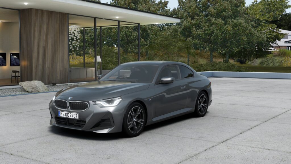 220i クーペ M Sport スカイスクレイパー・グレー 18インチ ブラック スタイリング848M ヴァーネスカ・レザー ブラック(ブルー・ステッチ付)