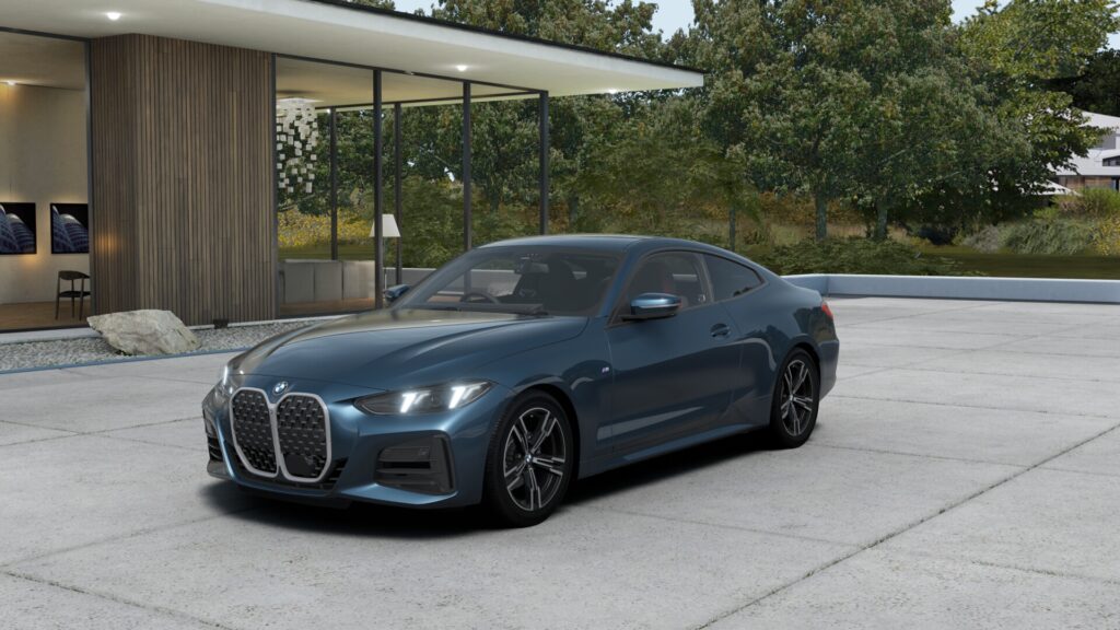 420i クーペ M Sport アークティック・レース・ブルー 18インチ ブラック スタイリング848M ヴァーネスカ・レザー ブラック(レッド・ハイライト付)