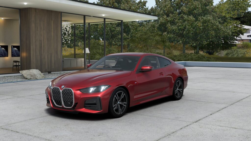 420i クーペ M Sport ファイヤー・レッド 18インチ ブラック スタイリング848M ヴァーネスカ・レザー ブラック(レッド・ハイライト付)