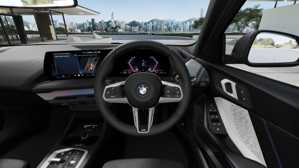 120d M Sport スカイスクレイパー・グレー 18インチ ブラック スタイリング975M M アルカンタラ/ヴェガンザ・コンビネーション ブラック(ブルー・ステッチ付)の画像3