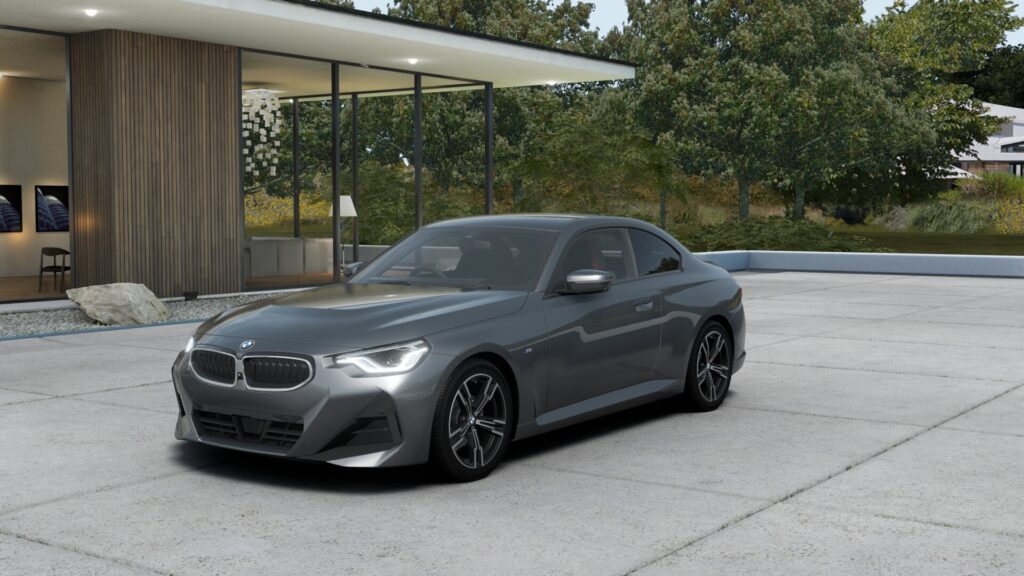 220i クーペ M Sport スカイスクレイパー・グレー 18インチ ブラック スタイリング848M ヴァーネスカ・レザー ブラック(レッド・ハイライト付)