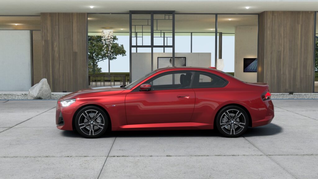 220i クーペ M Sport ファイヤー・レッド 18インチ ブラック スタイリング848M M パフォーム・テックス/クロス・コンビネーション ブラック(M パイピング付)の画像2