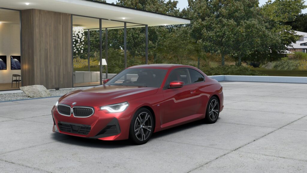 220i クーペ M Sport ファイヤー・レッド 18インチ ブラック スタイリング848M ヴァーネスカ・レザー ブラック(レッド・ハイライト付)