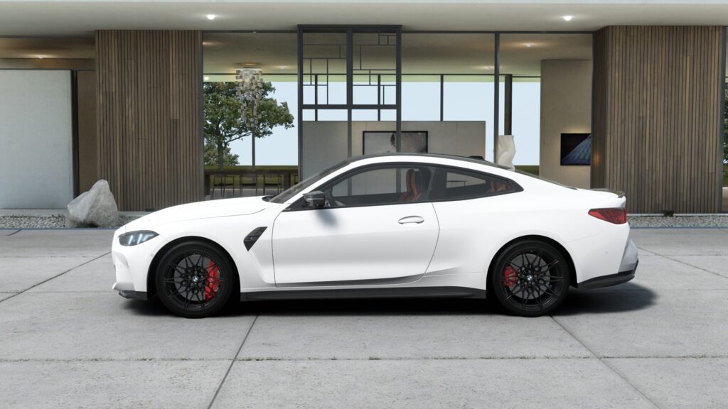 M4 Competition M xDrive クーペ （左ハンドル） アルピン・ホワイト 20インチ キャラミ・オレンジの画像2
