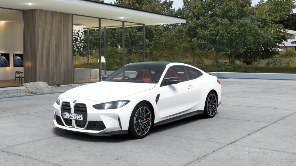 M4 Competition M xDrive クーペ アルピン・ホワイト 20インチ キャラミ・オレンジ スタイリング825M