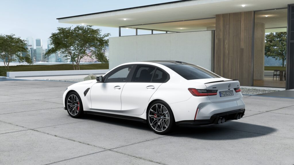 M3 Competition M xDrive セダン アルピン・ホワイト 20インチ フィオナ・レッド スタイリング825Mの画像1